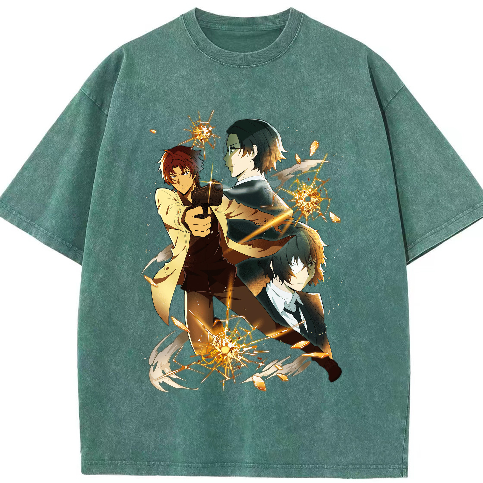 （画像用） 文豪ストレイドッグス Bungo Stray Dogs 綿100% ヴィンテージ風 半袖Tシャツ（フロントプリント）
